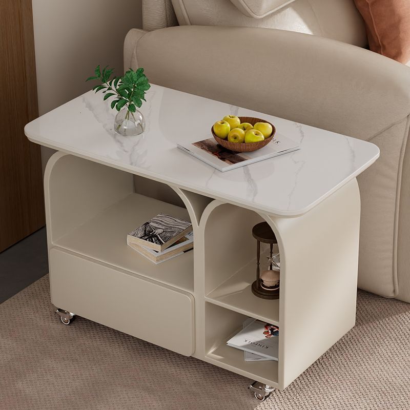 Cream Light Luxury Sofa Coffee Table Bedside Table Modern Small Apartment Living Room Side Cabinet Mobile Storage Trolley