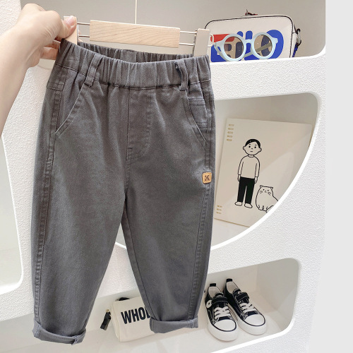 Boys Spring and Autumn Overalls  New Children's Casual Pants Medium and Large Children's Loose Autumn Boys Sports Pants