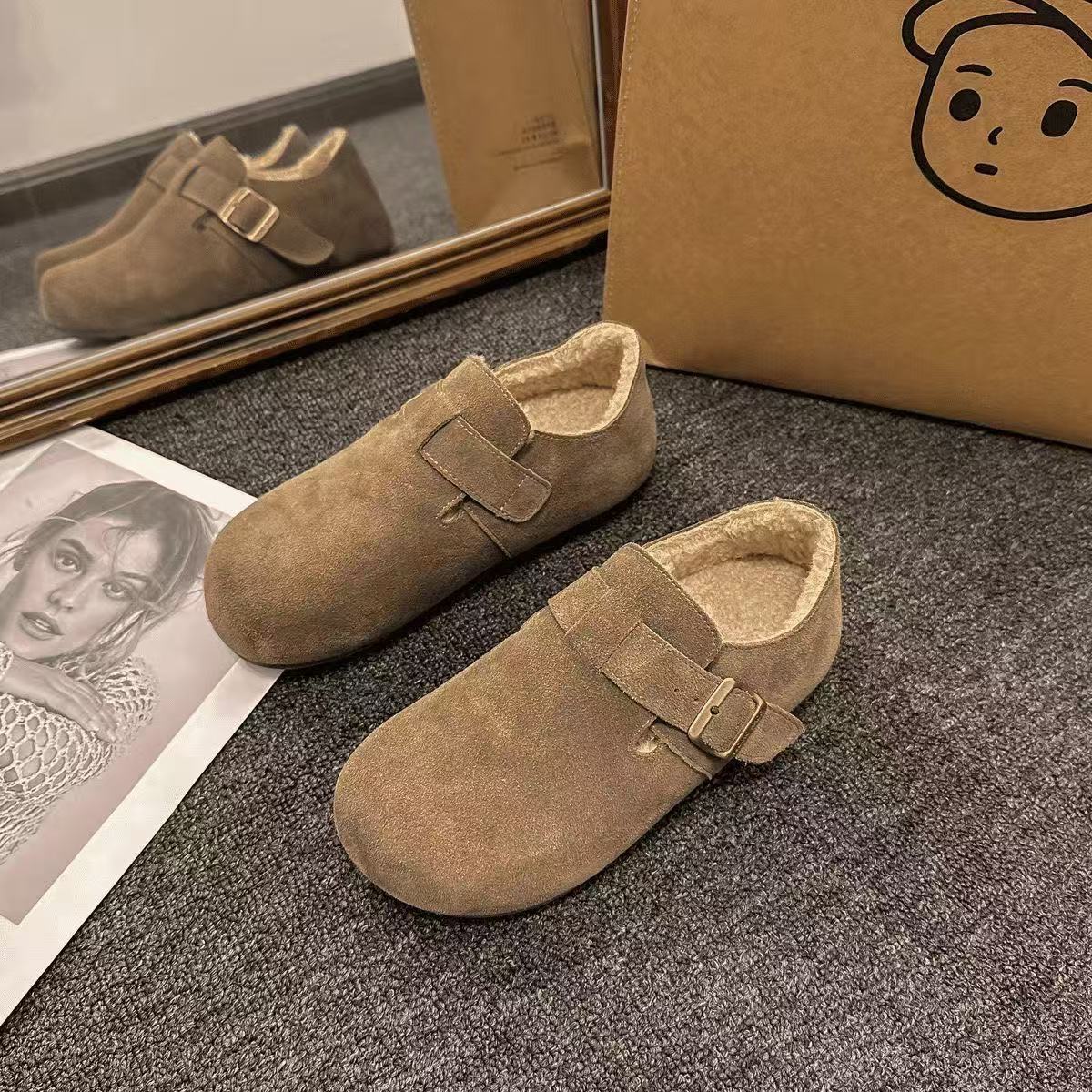 Retro Bocken zapatos de mujer de soleas gruesas otoño y invierno 2025, nuevos zapatos cálidos de terciopelo de moda casual image 2