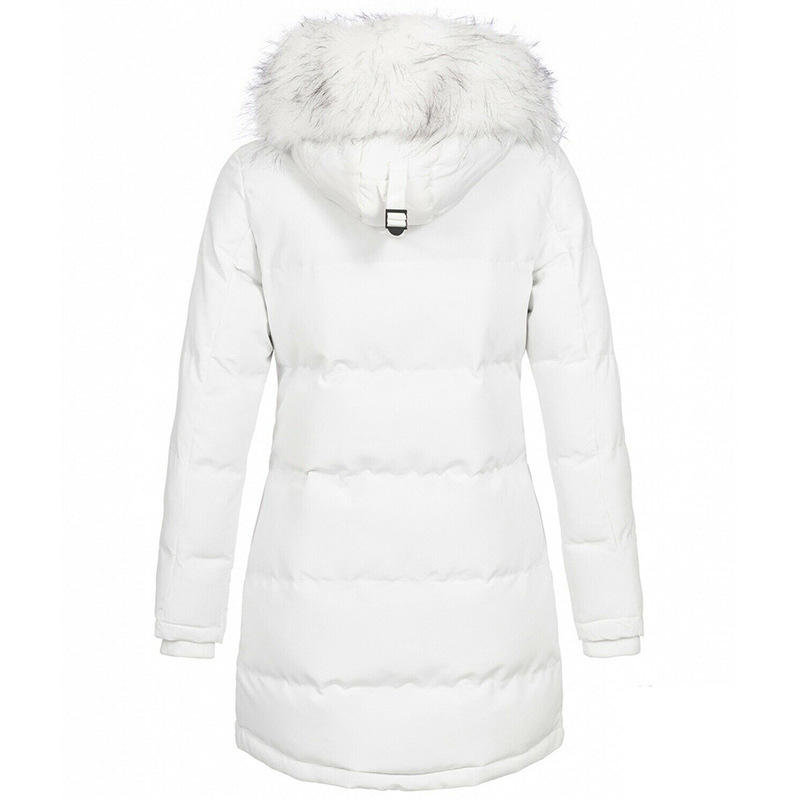 AliExpress Amazon de mujer con capucha de manga larga con cremallera cálida chaqueta de algodón acolchado invierno cremallera de longitud media abrigo de color sólido image 8