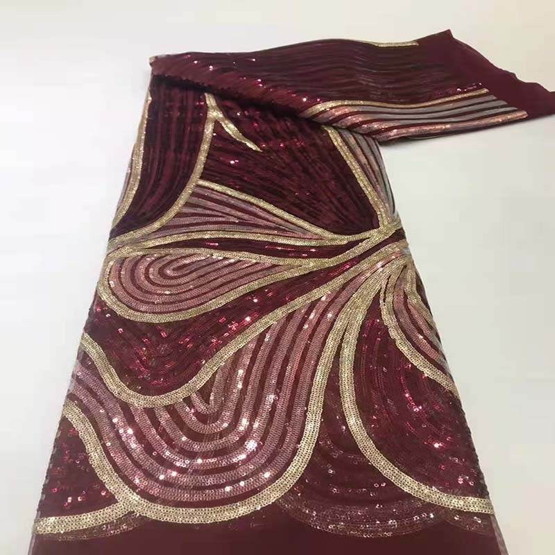 Moda elegante lentejuelas vestido bordado vestido de novia tela de encaje de alta calidad JX1863 image 3