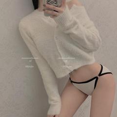 French-style clever pure cotton narrow band triangle underwear for women low-rise breathable 100% cotton crotch-lifting color-blocked T-shaped underwear