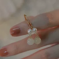 Серьги Bingqing Yujie из натурального нефрита Hetian с пресноводным жемчугом 14-каратного золота ушной крючок женское лицо обтягивающий элегантный ретро
