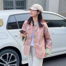 现货！款新中式提花刺绣短款轻薄羽绒服女