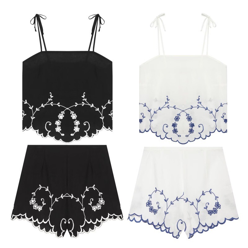 PB&ZA European and American style fashion women's clothing Linen embroidered top/embroidered lace shorts 1353735 1353732 PB&ZA European and American style fashion women's clothing Linen embroidered top/embroidered lace shorts 1353735 1353732