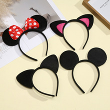 新款米妮蝴蝶结发箍儿童表演可爱米老鼠发箍毛绒防滑头箍发卡头饰