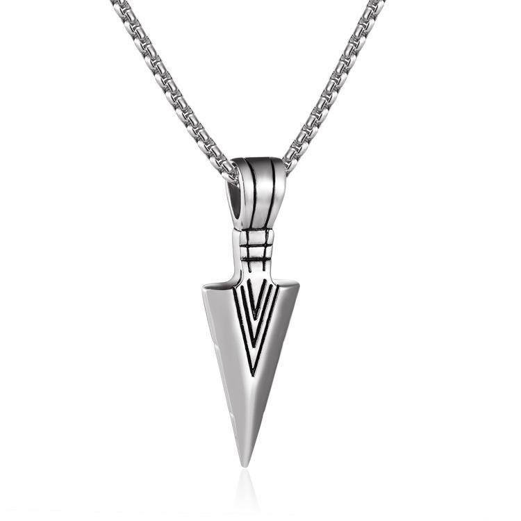 Men's Hip-hop Necklace With Triangular Spearhead Arrow Alloy Sweater Pendant, Men's Trending Item_voghion.com