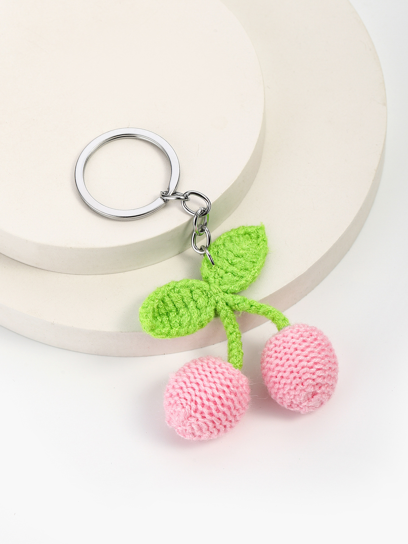 10g Weight Handmade Inlay Material Keychain Classification 1 Piece Quantity Casual, Daily Occasion yarn Material Peach, Cherry, Car Pattern Unisex Gender Cute Style 1 Piece Peach Cherry Car Keychain Yarn Handmade Unisex Cute Keychain 7
