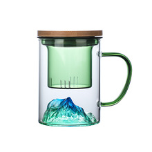 WBZ7古风新款观山玻璃杯茶水分离杯耐高温防爆泡茶杯办公室家用杯