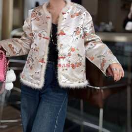如意夹棉上衣南油水貂毛深圳女装拼秋季外套柿柿时尚百搭