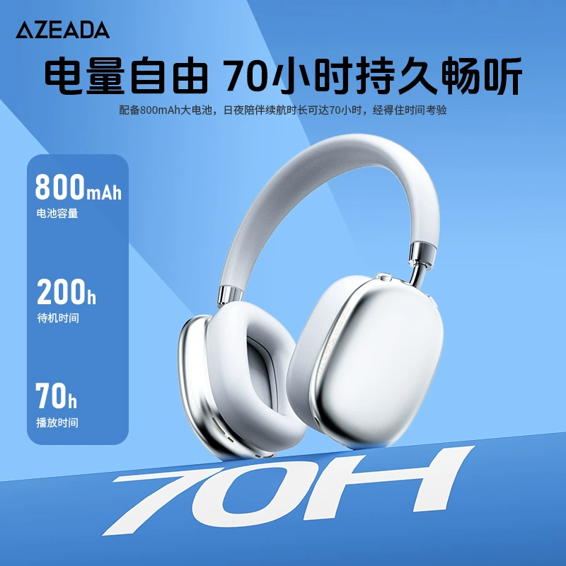 Azeada Bluetooth 5.4, складной телескопический корпус, мягкое покрытие, длительное время работы, высококачественный звук, накладные Bluetooth-наушники