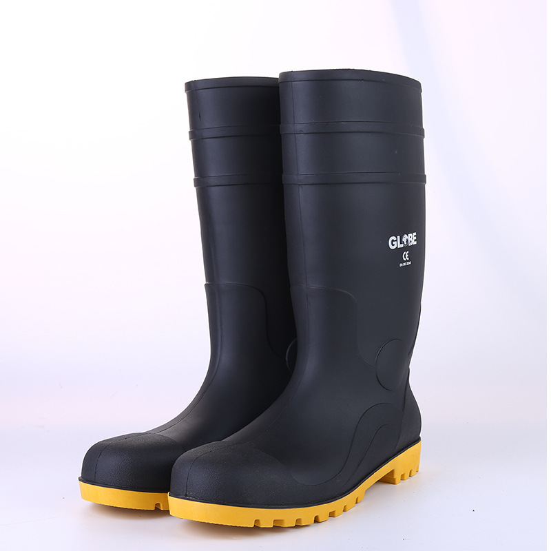Botas de lluvia de seguridad, impermeables y antideslizantes, caña alta, ideal para trabajo en fábrica y obra
