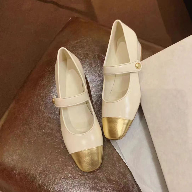 Uva mamá de una sola correa de punta redonda color a juego suave francés Mary Jane zapatos de una sola capa de hadas femeninos zapatos planos de corte bajo femenino