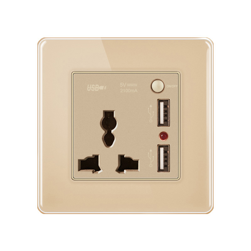 FIKO Hotel Home Double Two USB Two -Polar Specs Blocking Panel socket 86 dark installation