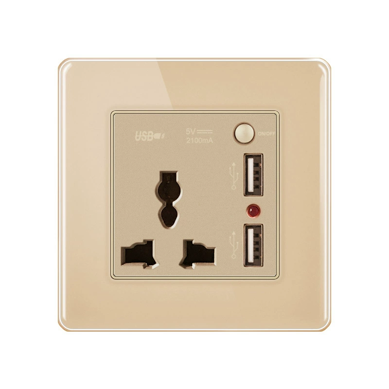 FIKO Hotel Home Double Two USB Two-Polar Specs Blocking Panel socket 86 dark installation
