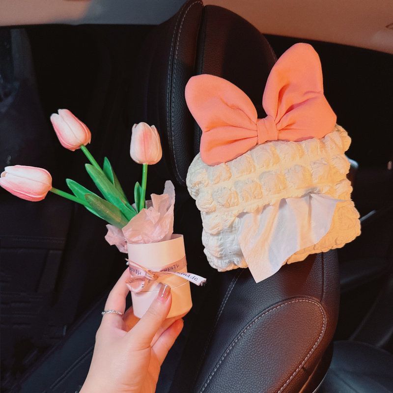 Car Tissue Box, Car Tissue Holder, Armrest Box, Sun Visor, Seat Hanging Type, Cute, Simple, High-End Feel, Paper Bag for Women