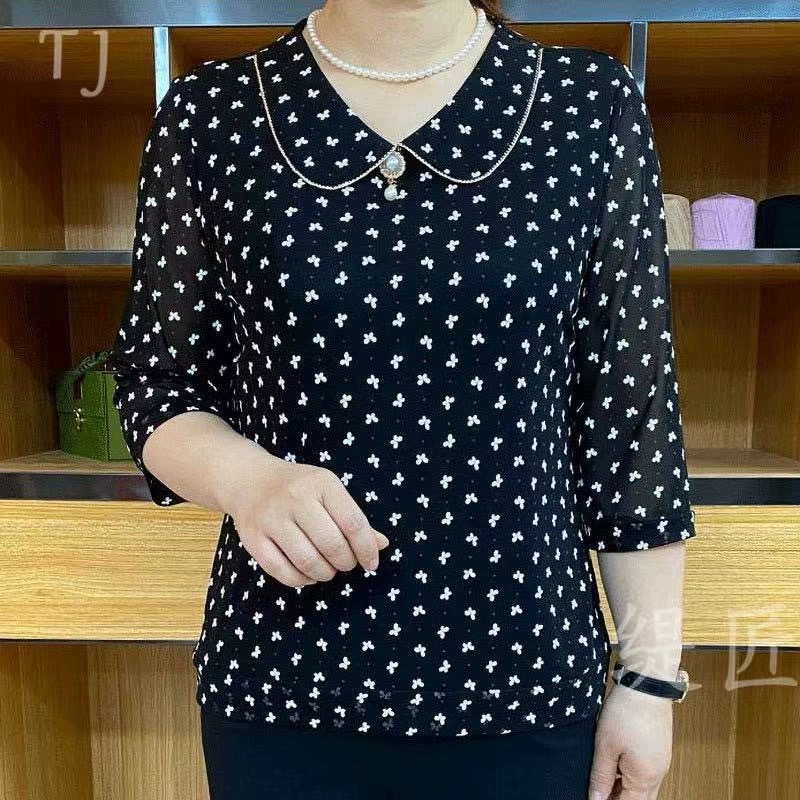 Высококачественная шифоновая рубашка с рукавами из семи точек