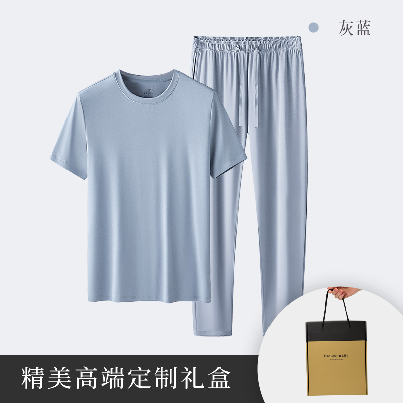 80 pijamas modales de verano de doble cara para hombre, pantalones de manga corta, ropa de hogar informal y agradable para la piel