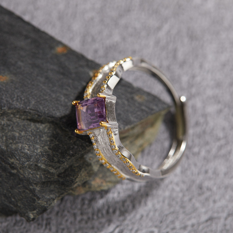 6g Weight Crystal Inlay Material Open Rings Classification Adjustable Ring Size 1 Piece Quantity Holiday, Daily Occasion 925 Sterling Silver Material Geometric Pattern Women's Gender Inlay Design Casual, Simple Style Style 925 Sterling Silver Crystal Geometric Open Rings 13