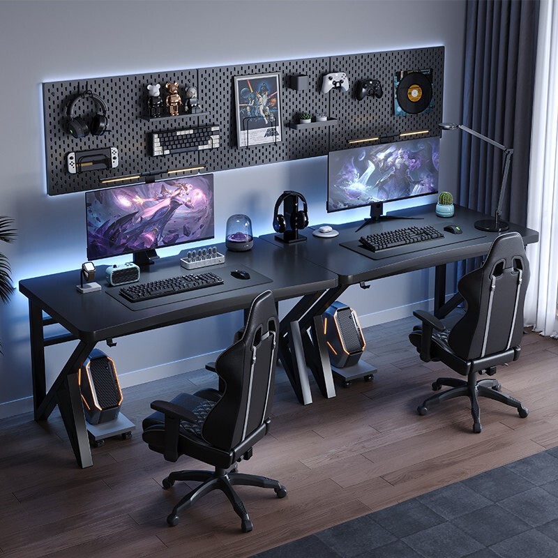 Double Desktop Computer Desk for Home Use, Long Desk for Two People Side by Side, Gaming Desk, Simple Bedroom Office Desk, Work Desk Double Desktop Computer Desk for Home Use, Long Desk for Two People Side by Side, Gaming Desk, Simple Bedroom Office Desk, Work Desk