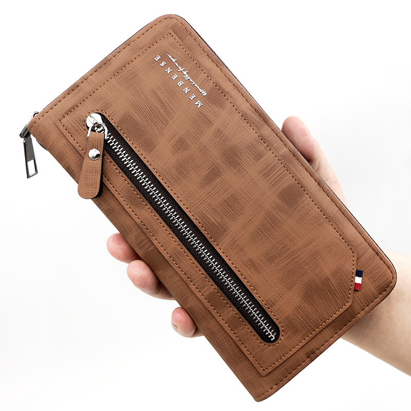 Korean Men's Long Wallet Leather Zipper Fashionable Casual Wallet Clutch Large Capacity Multi-card Mobile Phone Bag Korean Men's Long Wallet Leather Zipper Fashionable Casual Wallet Clutch Large Capacity Multi-card Mobile Phone Bag
