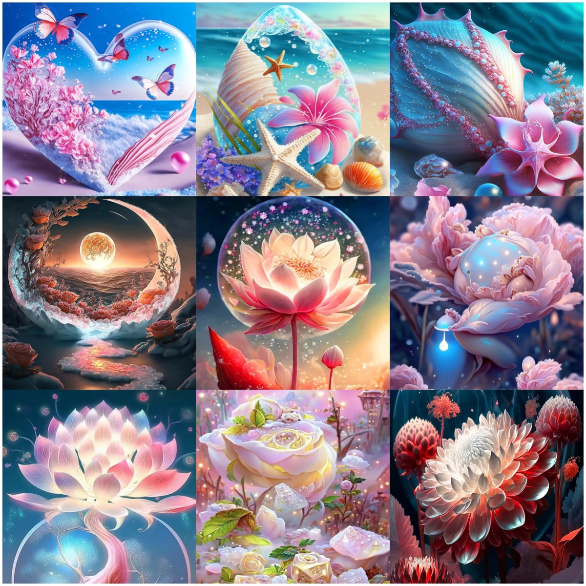 2024 nuevo diamante pintado colorido diente de león perforado a mano DIY pinturas de mampostería pinturas decorativas paisajes