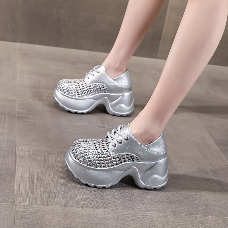 Giày sneaker nữ đế dày lưới thoáng khí, kiểu hai mang — Màu đen