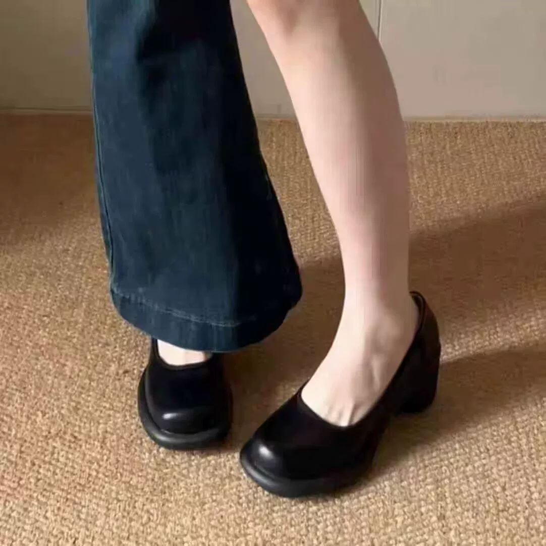 Винтажные французские туфли на высоком каблуке женские дикие на улице не устали