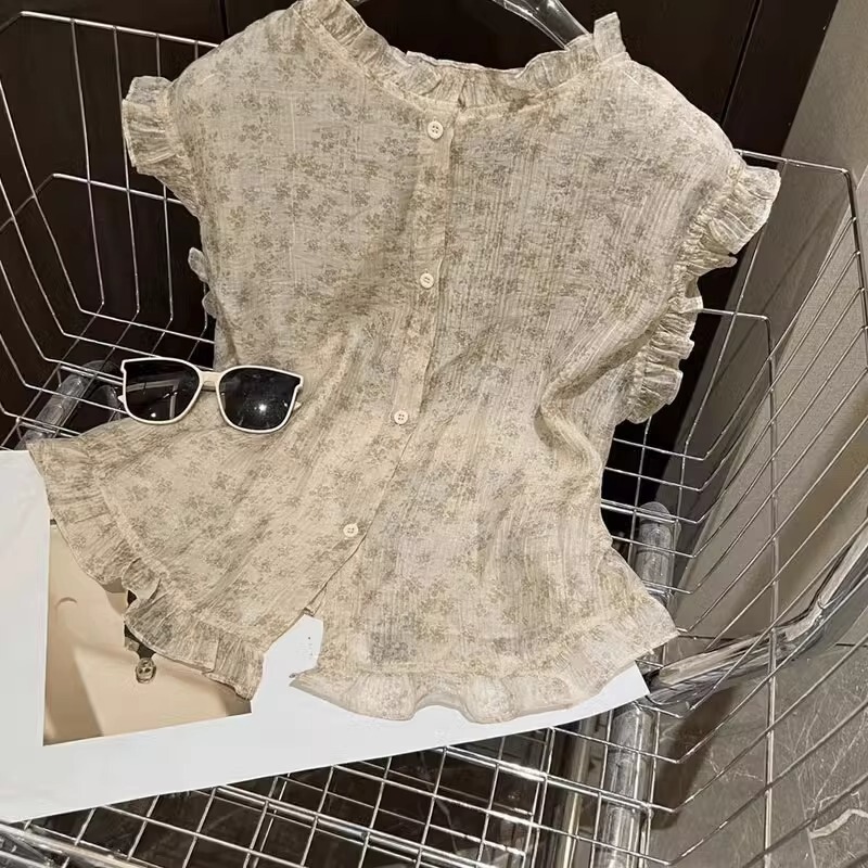 Floral Sleeveless Shirt for Women, Summer New Style, Round Neck, Lace Collar Design, Thin Shirt, Fashionable and Versatile Floral Sleeveless Shirt for Women, Summer New Style, Round Neck, Lace Collar Design, Thin Shirt, Fashionable and Versatile