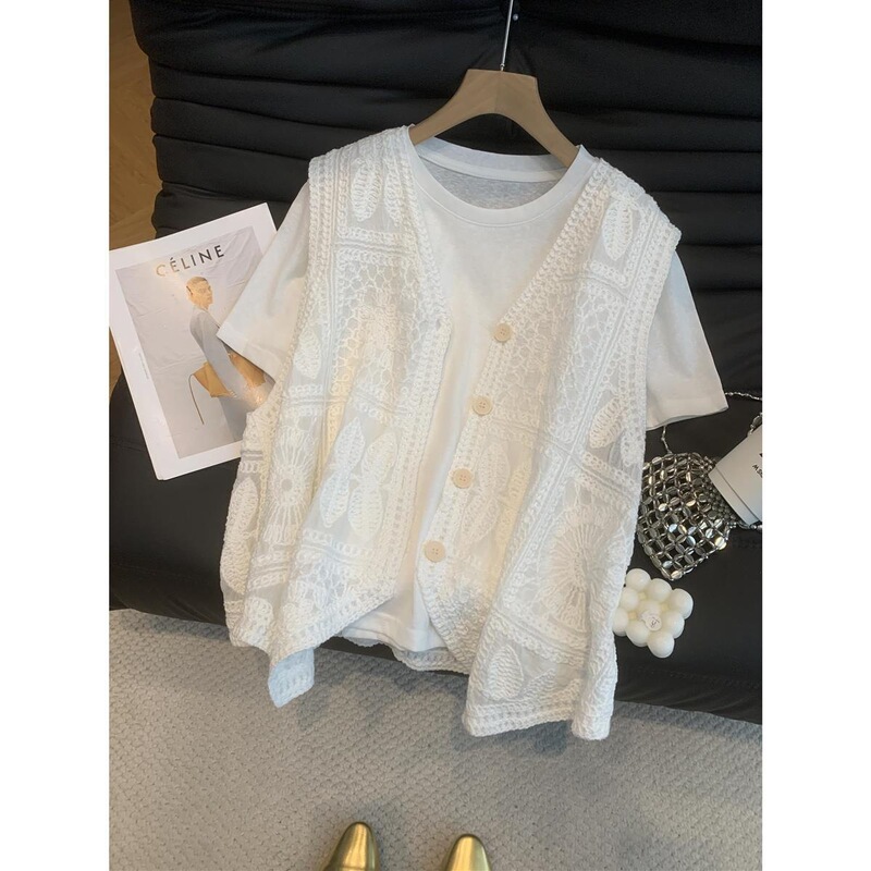 European Style Pure Cotton New Chinese-Style Embroidered Vest for Women, Thin Summer 2026 Improved National Style Elegant Vest Jacket Trendy Top European Style Pure Cotton New Chinese-Style Embroidered Vest for Women, Thin Summer 2026 Improved National Style Elegant Vest Jacket Trendy Top