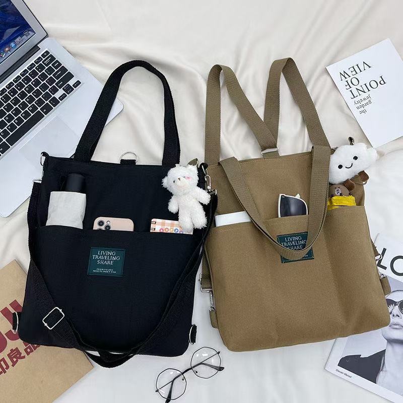 Student Tutoring Bag Multi-Purpose Women's Korean Style Shoulder Canvas Bag 2025 New Crossbody Tote Bag Handbag