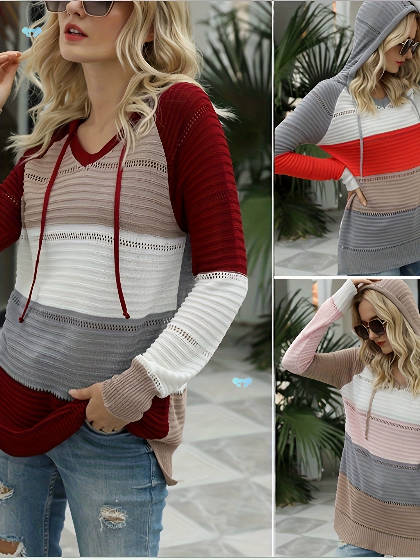 Женский модный пуловер контрастного цвета, свитер, трансграничная дропшиппинг