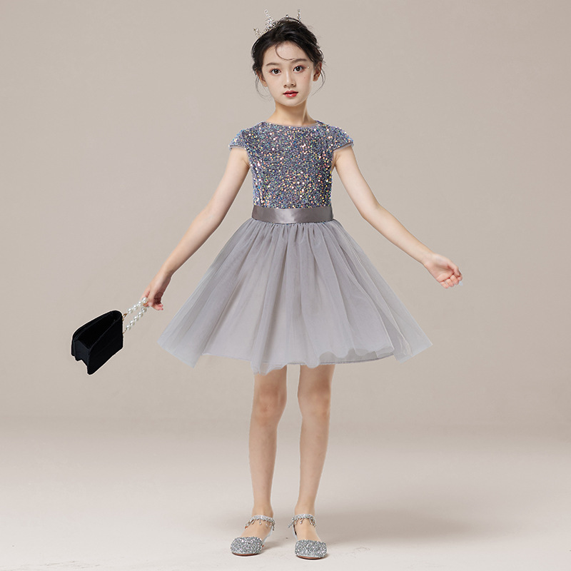 Vestido de princesa para el décimo cumpleaños de las niñas Concurso de piano para niñas