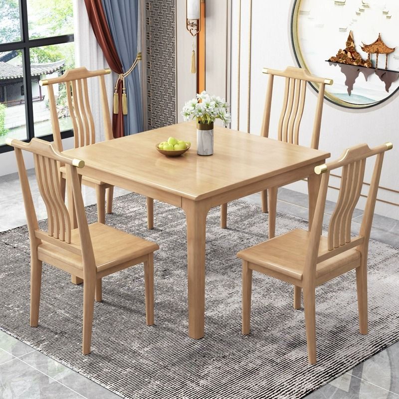 全实木餐桌正方形小户型家用小方桌现代中式休闲饭桌出租房小茶-