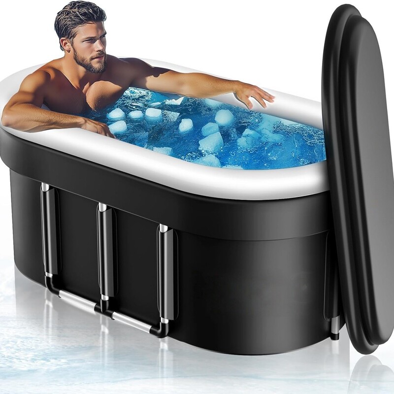 Customized cross-border oval ice bath tub with inflatable ring, home-assembled foldable bathtub, portable ice bath for athletes Customized cross-border oval ice bath tub with inflatable ring, home-assembled foldable bathtub, portable ice bath for athletes