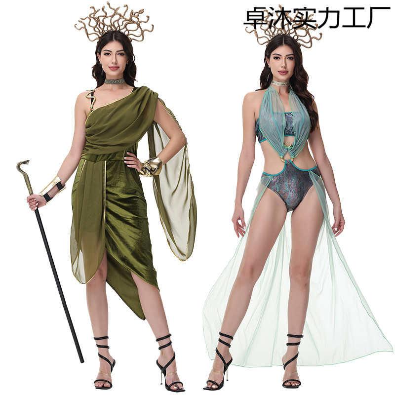 新款万圣节古希腊角色扮演服 性感蛇发女妖美杜莎舞台表演服