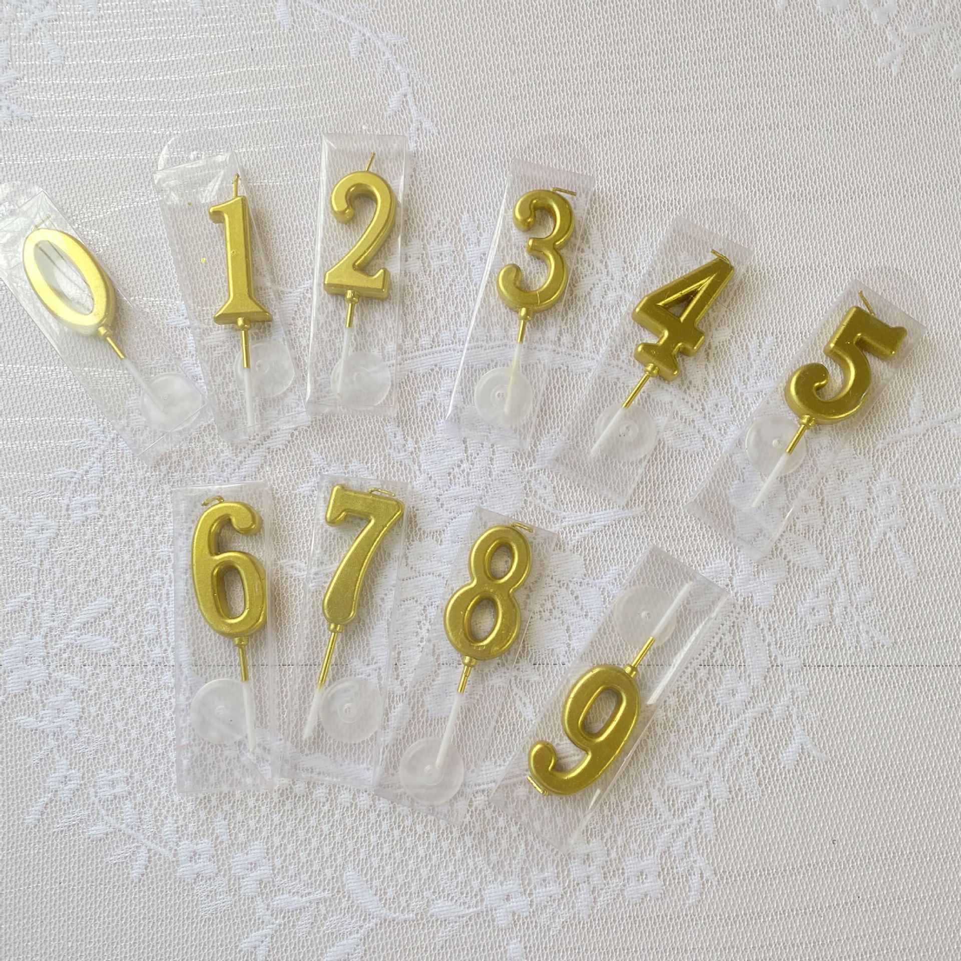 Gold Number Candles 0-9 Birthday Candles Cake Decoration Plugin Gold-Plated Candles PVC Boxed