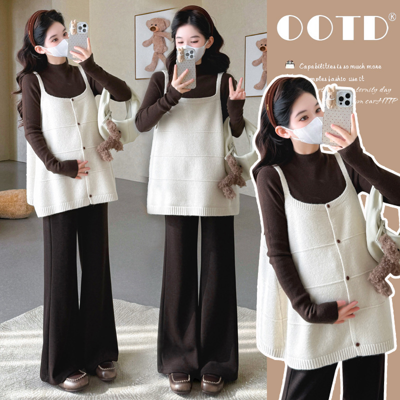 Real shot~ Maternity autumn wear 2026 new spring/autumn fashion stylish loose vest top + pants set Real shot~ Maternity autumn wear 2026 new spring/autumn fashion stylish loose vest top + pants set