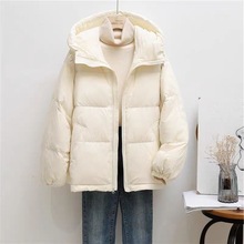 小个子连帽冬季羽绒服女冬季爆款韩版宽松收腰外套多巴胺面包服