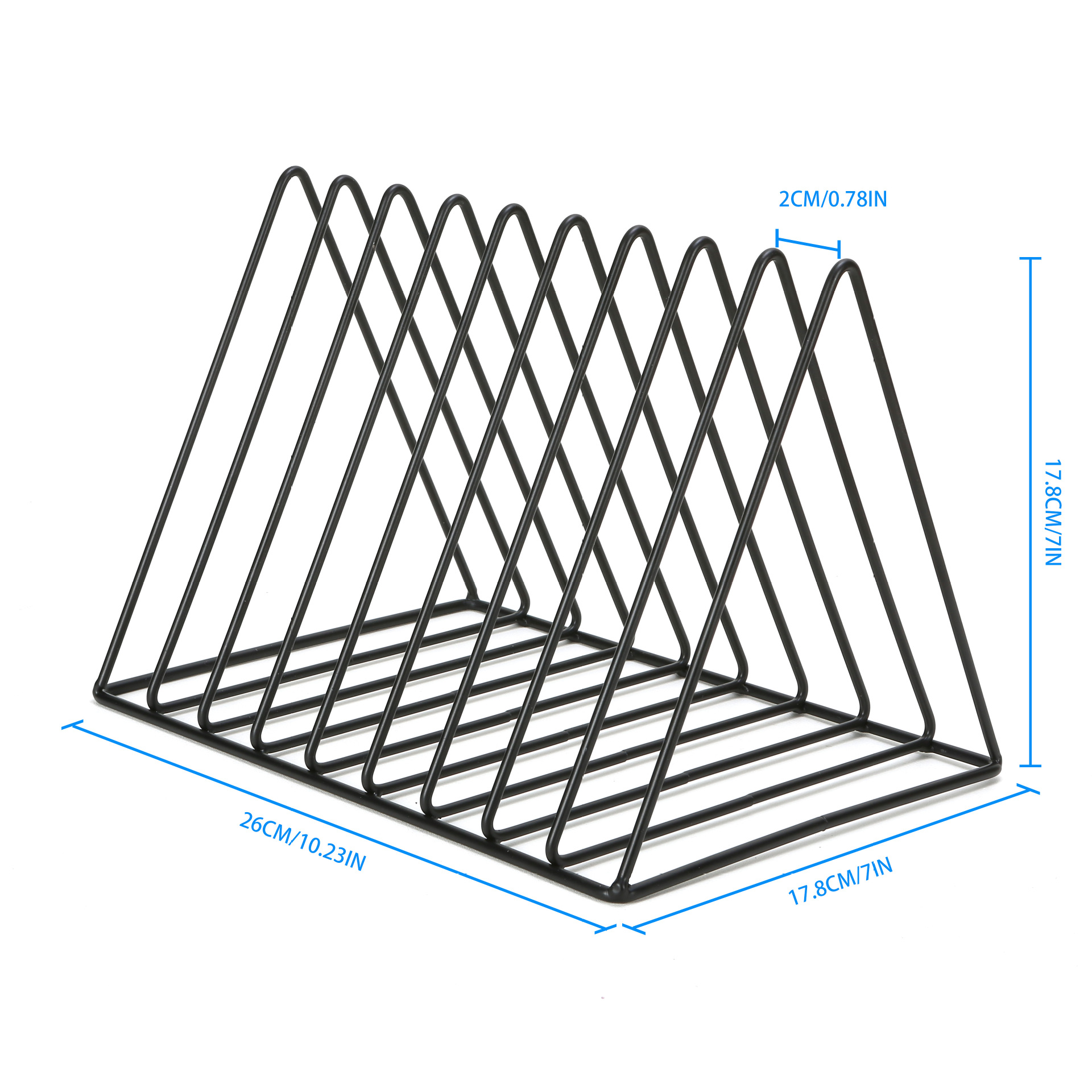 Soporte triangular para libros de hierro forjado, estantería pequeña de escritorio, almacenamiento de libros para estudiantes, decoración de escritorio de oficina, soporte para libros creativo y sencillo image 7