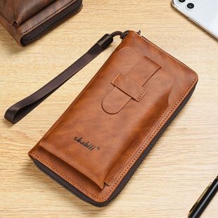 Cross-Border New Men's Wallet Long Fashionable Soft Leather Wallet Zipper Multi-Card Slot Youth Wallet Mobile Phone Bag Large Capacity