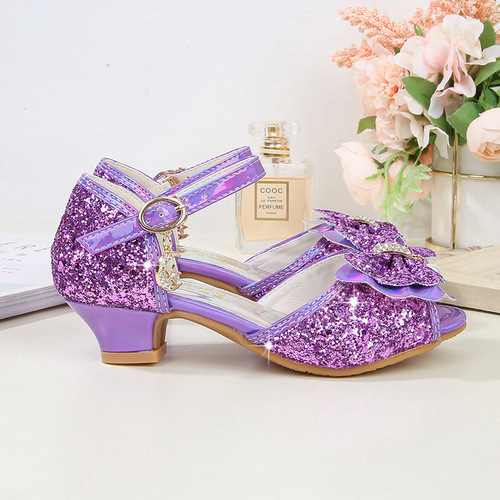Children's Princess Shoes Summer Girls sandals for kids anti-slip high heels for middle-aged children fashionable bow shoes