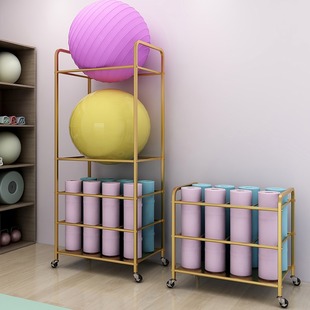 Yoga Mat Storage Basket Fitness Sports Equipment Storage Artifact Foam Shaft Basket Wheeled Movable Storage Rack