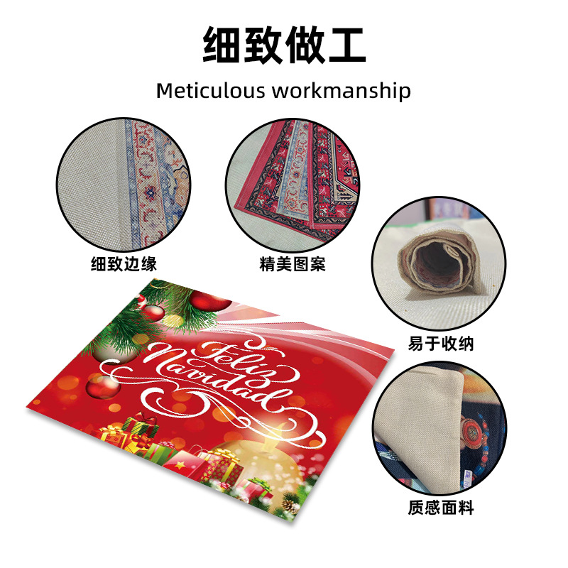 Mantel Individual de Lino para Navidad - Diseño de Dibujos Animados, Aislante, para Decoración