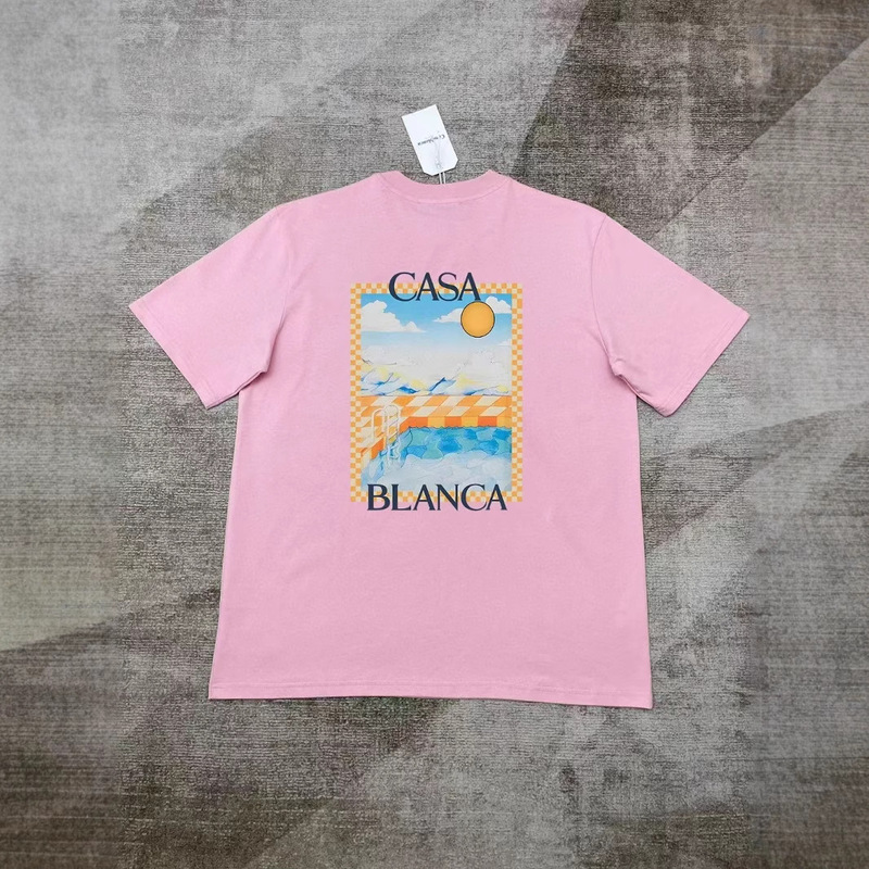 【260g】カサブランカプリント トレンド個性柄 メンズ レディース ゆったり半袖Tシャツ|undefined