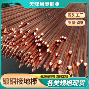 National Standard Copper-Plated Flat Steel Lightning Protection Grounding Copper-Plated Grounding Rod 25Mm*2500Mm Sharpened Grounding Rod