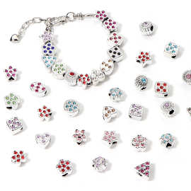 CCB塑料双面点钻爱心五角星花朵正方三角大孔珠 DIY饰品串珠配件