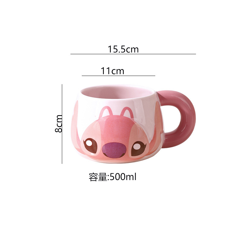 Disney Cute Fun Dizi Ceramic Big Belly Cup Caja de regalo con cuchara Taza de café Regalo de negocios Regalo de mano Envío gratis