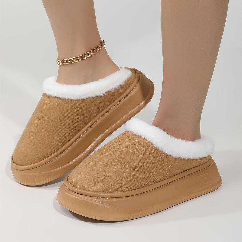 Tasman bag mouth winter bag heel indoor thick bottom home fleece-lined cotton slippers women's outer wear autumn and winter Maillard