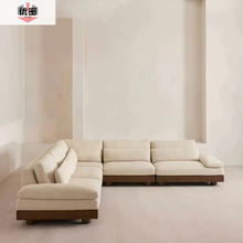 黑胡桃木色优密实木沙发客厅简约现代小户型复古极简模块沙发民宿